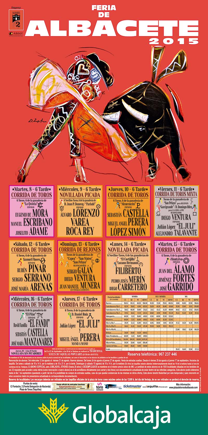 Cartel toros Albacete 2015, Feria de la Virgen de Los Llanos