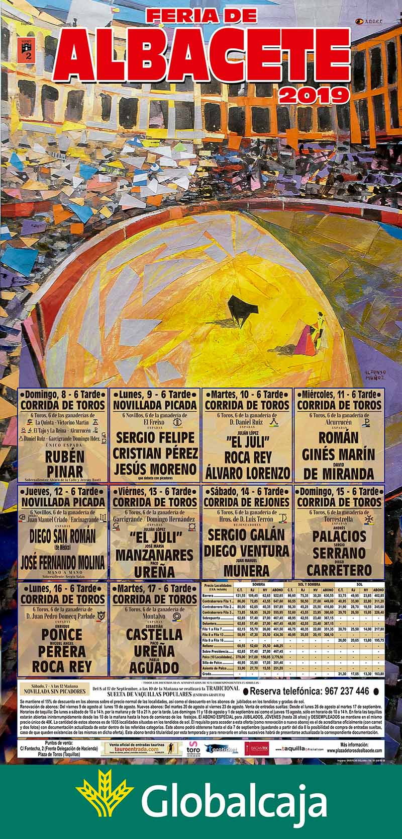 Cartel toros Albacete 2019. Feria de La Virgen de Los Llanos